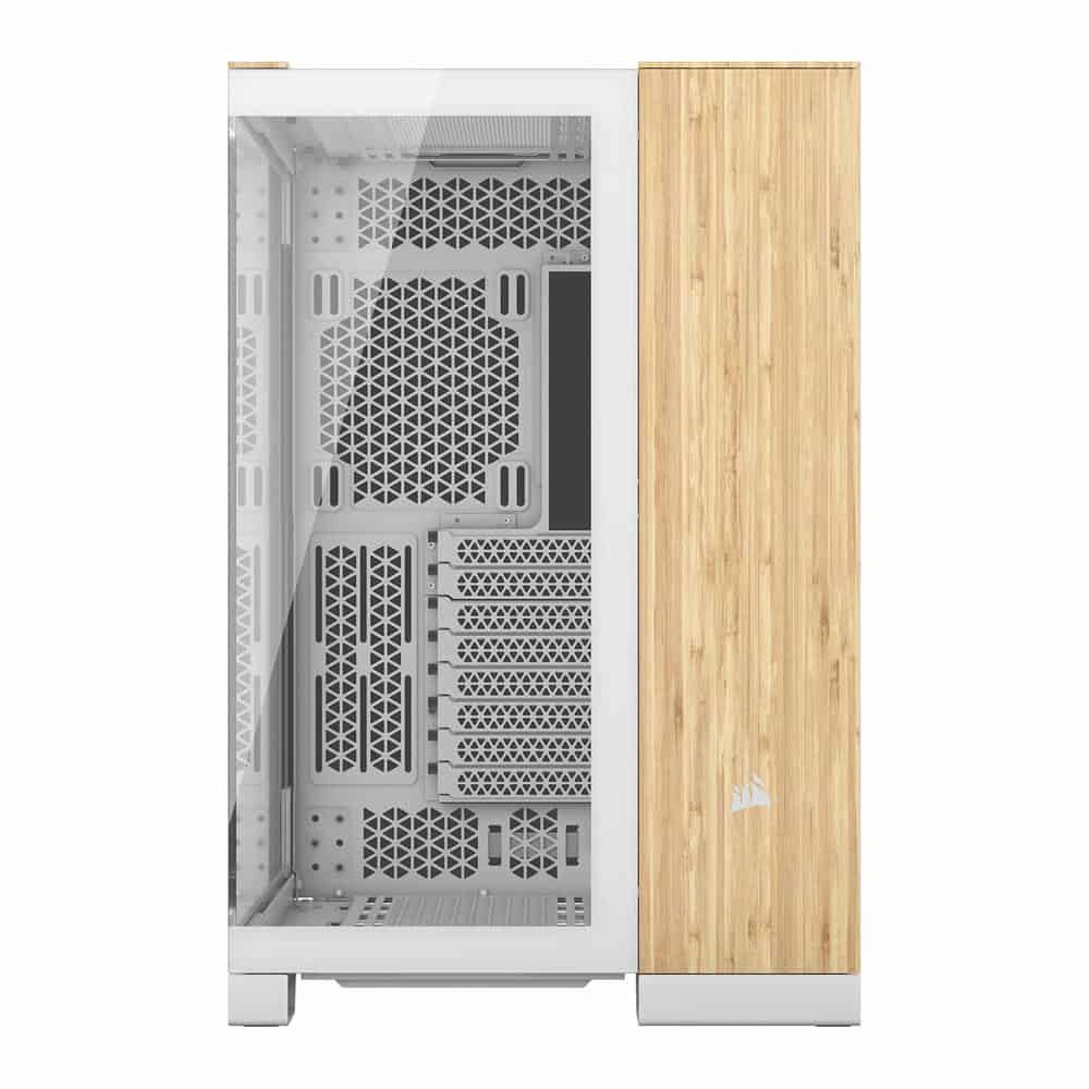 (image for) Corsair 6500X White/Bamboo Dual Chamber Tempered Glass Mid Tower PC Case